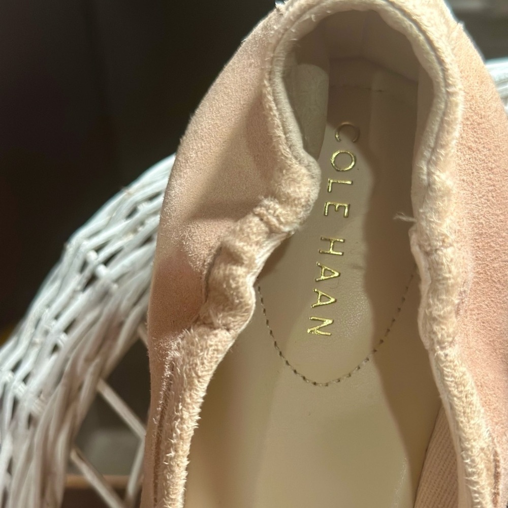 Cole Haan Keira Classic Ballet Slip On Bow Detail Blush Nude Suede Flats - Picture 4 of 10